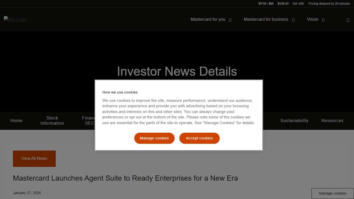 Mastercard Incorporated - Mastercard Launches Agent Suite to Ready Enterprises for a New Era
